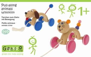 Tahací hračky ze dřeva - kočka a pes. Nový design hraček od ABAfactory s.r.o.. Tahací kočička a tahací pejsek jsou dřevěné tahací hračky značky GREENKID. Tato značka je zárukou kvalitní a bezpečné hračky.